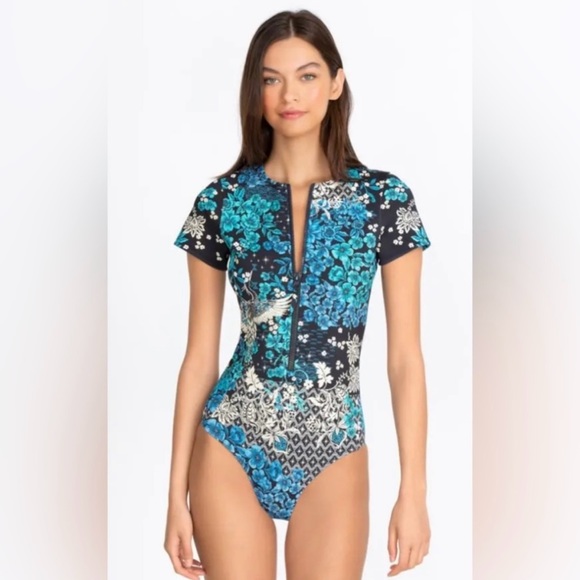 NWT Johnny Was | Blue Fly Neoprene One Piece Swimsuit | S | MSRP $298 - Picture 2 of 9